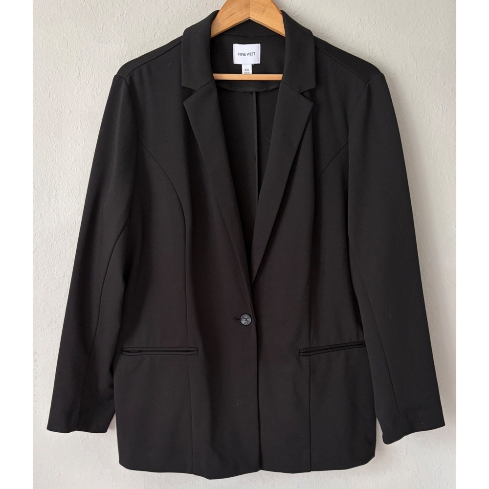 NWT Nine West Womens Black Relaxed Knit Blazer XXL Work Office Professional